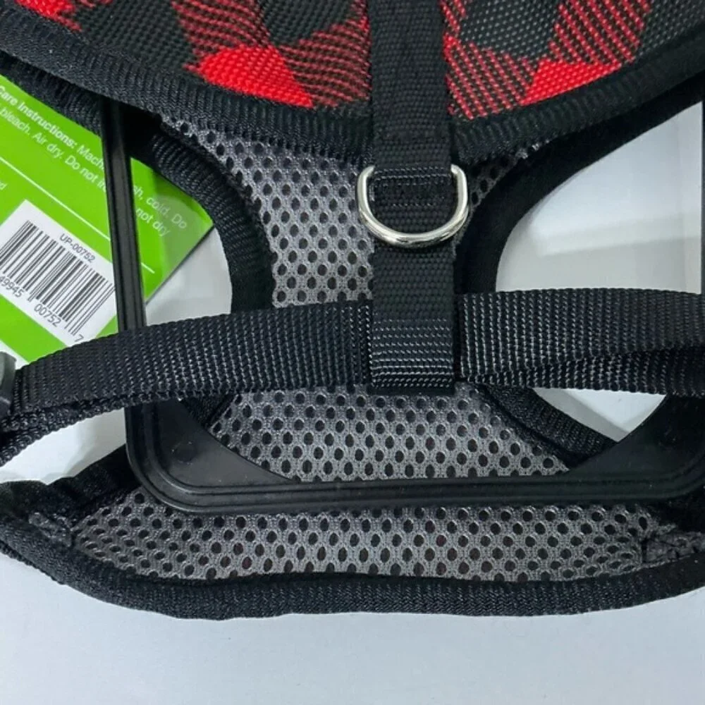 Unique Petz Dog Harness XS Adjustable Comfy Red Black Tartan Plaid Size XS